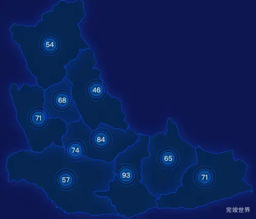 echarts赤峰市巴林右旗geoJson地图水滴状气泡图